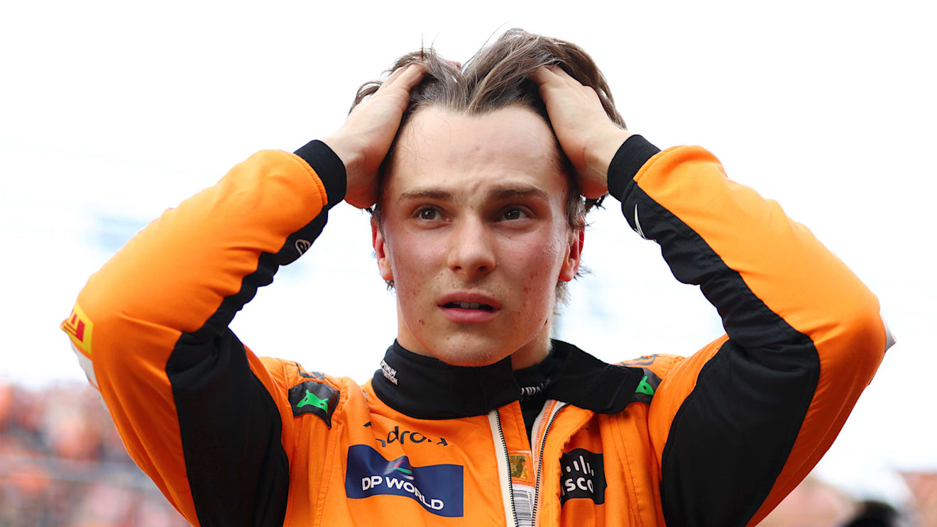 ZANDVOORT, NETHERLANDS - AUGUST 24: Third placed qualifier Oscar Piastri of Australia and McLaren looks on in parc ferme during qualifying ahead of the F1 Grand Prix of Netherlands at Circuit Zandvoort on August 24, 2024 in Zandvoort, Netherlands. (Photo by Bryn Lennon - Formula 1/Formula 1 via Getty Images)
