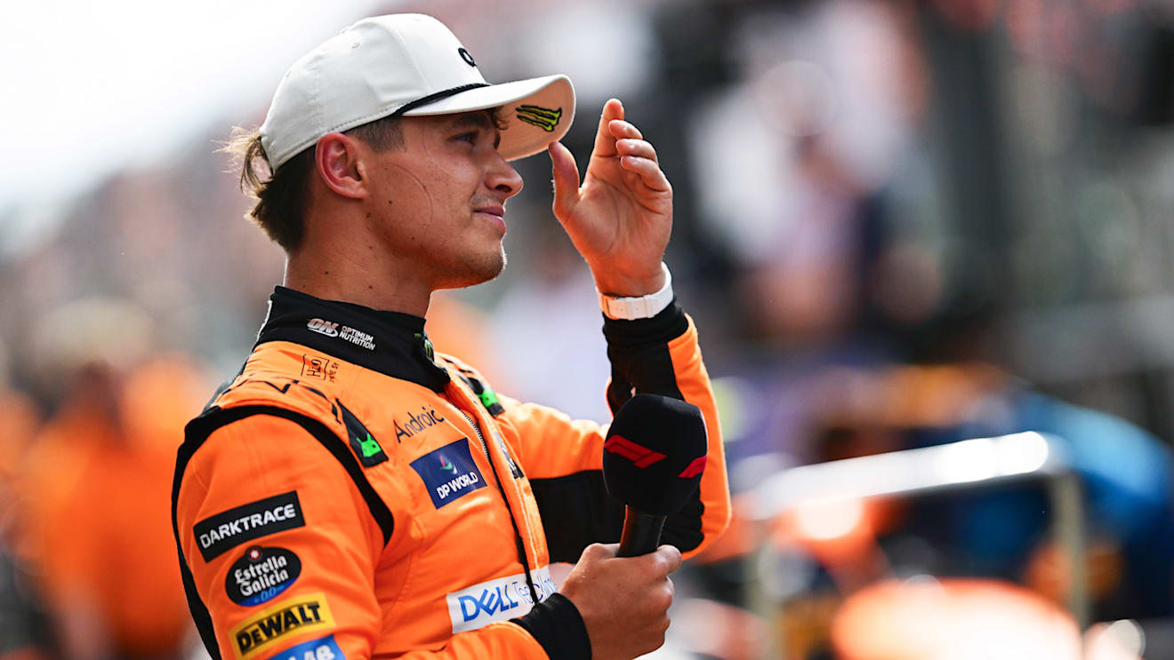 ZANDVOORT, NETHERLANDS - AUGUST 24: Pole position qualifier Lando Norris of Great Britain and McLaren looks on in parc ferme after qualifying ahead of the F1 Grand Prix of Netherlands at Circuit Zandvoort on August 24, 2024 in Zandvoort, Netherlands. (Photo by Mario Renzi - Formula 1/Formula 1 via Getty Images)