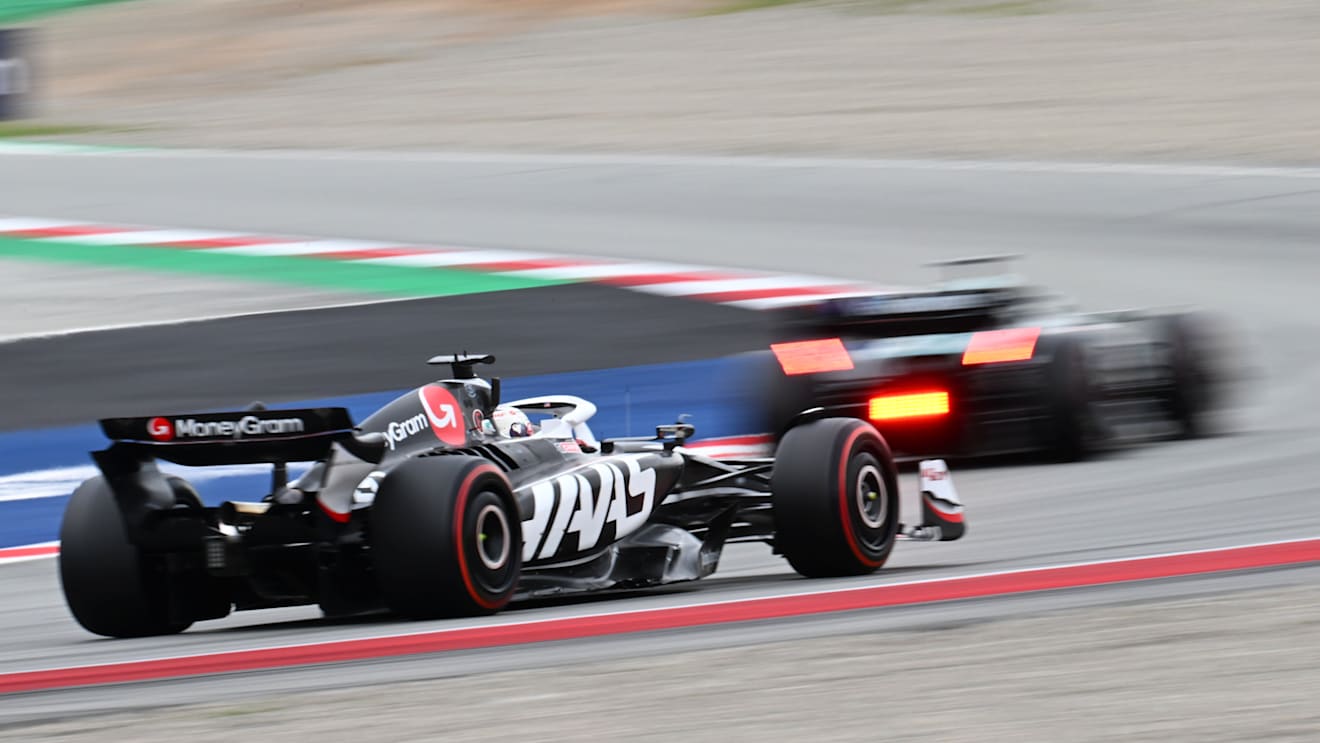 BARCELONA, SPAIN - JUNE 22: Kevin Magnussen of Denmark driving the (20) Haas F1 VF-24 Ferrari on track during qualifying ahead of the F1 Grand Prix of Spain at Circuit de Barcelona-Catalunya on June 22, 2024 in Barcelona, Spain. (Photo by Mark Sutton - Formula 1/Formula 1 via Getty Images)