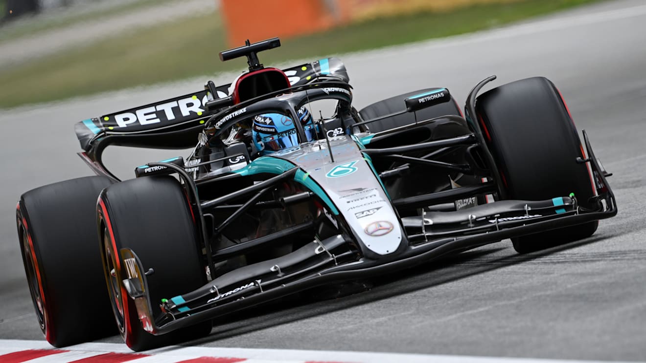 BARCELONA, SPAIN - JUNE 22: George Russell of Great Britain driving the (63) Mercedes AMG Petronas F1 Team W15 on track during qualifying ahead of the F1 Grand Prix of Spain at Circuit de Barcelona-Catalunya on June 22, 2024 in Barcelona, Spain. (Photo by Mark Sutton - Formula 1/Formula 1 via Getty Images)