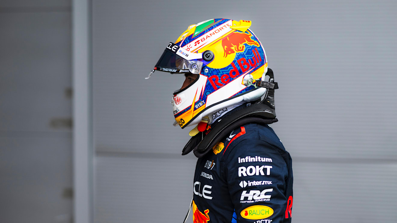 BARCELONA, SPAIN - JUNE 22: 8th placed qualifier Sergio Perez of Mexico and Oracle Red Bull Racing walks in parc ferme during qualifying ahead of the F1 Grand Prix of Spain at Circuit de Barcelona-Catalunya on June 22, 2024 in Barcelona, Spain. (Photo by Rudy Carezzevoli/Getty Images)