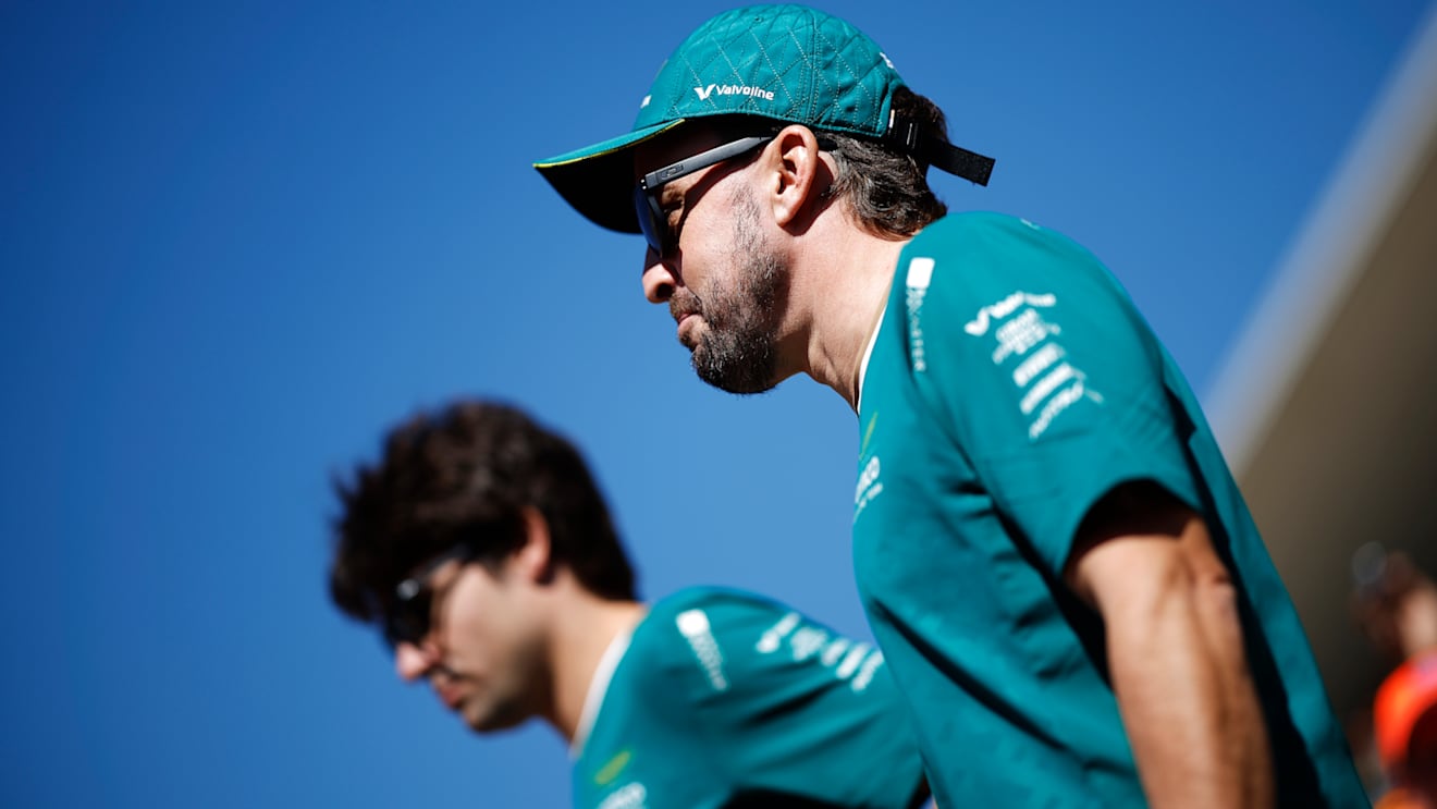 AUSTIN, TEXAS - OCTOBER 20: Fernando Alonso of Spain and Aston Martin F1 Team looks on from the drivers parade prior to the F1 Grand Prix of United States at Circuit of The Americas on October 20, 2024 in Austin, Texas. (Photo by Chris Graythen/Getty Images)