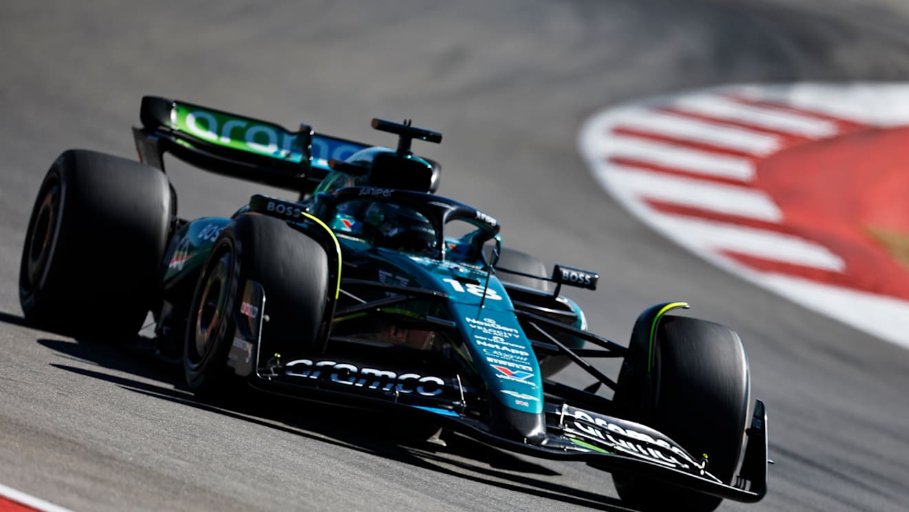 AUSTIN, TEXAS - OCTOBER 20: Lance Stroll of Canada driving the (18) Aston Martin AMR24 Mercedes on track during the F1 Grand Prix of United States at Circuit of The Americas on October 20, 2024 in Austin, Texas. (Photo by Chris Graythen/Getty Images)