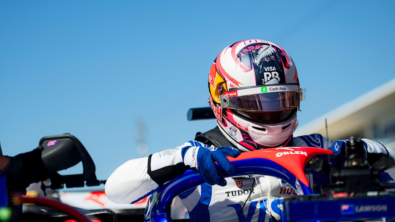 AUSTIN, TEXAS - OCTOBER 20: Liam Lawson of New Zealand and Visa Cash App RB prepares to drive on the grid during the F1 Grand Prix of United States at Circuit of The Americas on October 20, 2024 in Austin, Texas. (Photo by Rudy Carezzevoli/Getty Images)