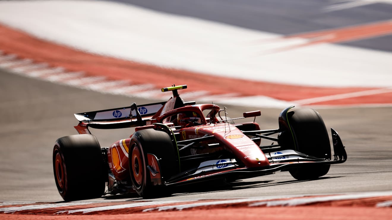AUSTIN, TEXAS - OCTOBER 18: Carlos Sainz of Spain driving (55) the Ferrari SF-24 on track during practice ahead of the F1 Grand Prix of United States at Circuit of The Americas on October 18, 2024 in Austin, Texas. (Photo by Chris Graythen/Getty Images)