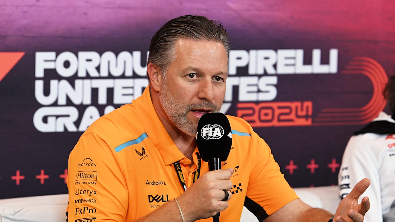 AUSTIN, TEXAS - OCTOBER 18: McLaren Chief Executive Officer Zak Brown attends the Team Principals Press Conference after practice ahead of the F1 Grand Prix of United States at Circuit of The Americas on October 18, 2024 in Austin, Texas. (Photo by Mark Sutton/Getty Images)