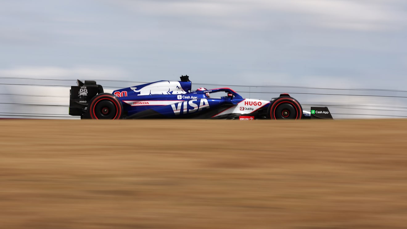 AUSTIN, TEXAS - OCTOBER 18: Liam Lawson of New Zealand driving the (30) Visa Cash App RB VCARB 01 on track during practice ahead of the F1 Grand Prix of United States at Circuit of The Americas on October 18, 2024 in Austin, Texas. (Photo by Jared C. Tilton/Getty Images)