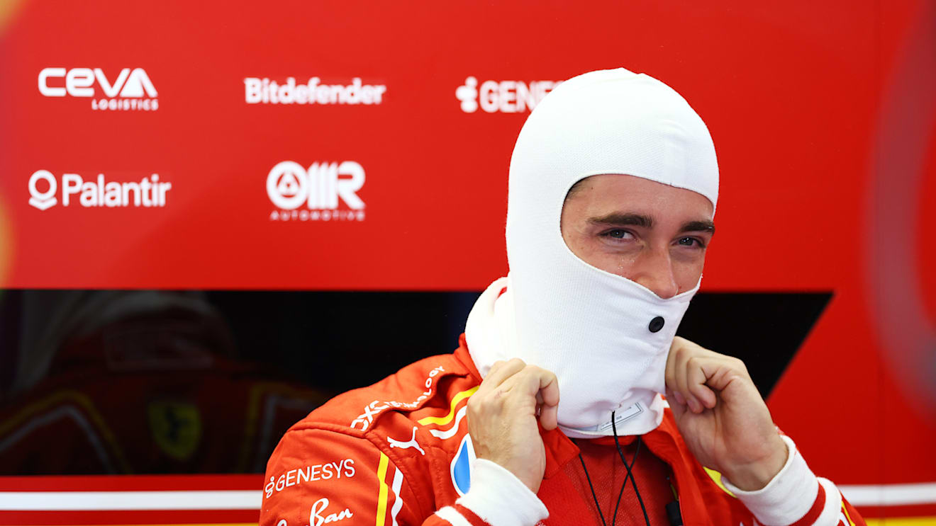 AUSTIN, TEXAS - OCTOBER 18: Charles Leclerc of Monaco and Ferrari prepares to drive in the garage during Sprint Qualifying ahead of the F1 Grand Prix of United States at Circuit of The Americas on October 18, 2024 in Austin, Texas. (Photo by Bryn Lennon - Formula 1/Formula 1 via Getty Images)