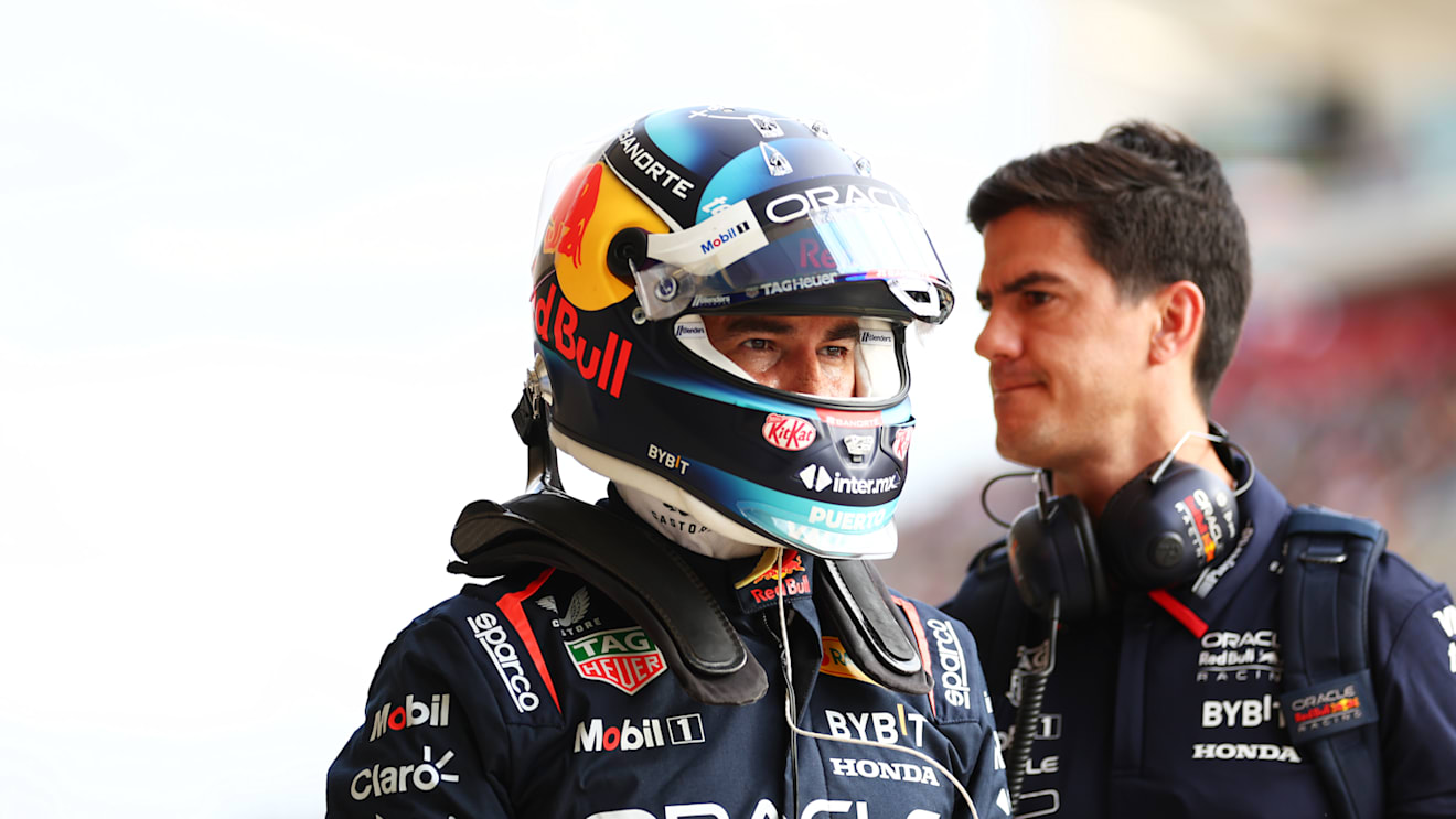 AUSTIN, TEXAS - OCTOBER 18: 11th placed qualifier Sergio Perez of Mexico and Oracle Red Bull Racing walks in the Pitlane during Sprint Qualifying ahead of the F1 Grand Prix of United States at Circuit of The Americas on October 18, 2024 in Austin, Texas. (Photo by Bryn Lennon - Formula 1/Formula 1 via Getty Images)
