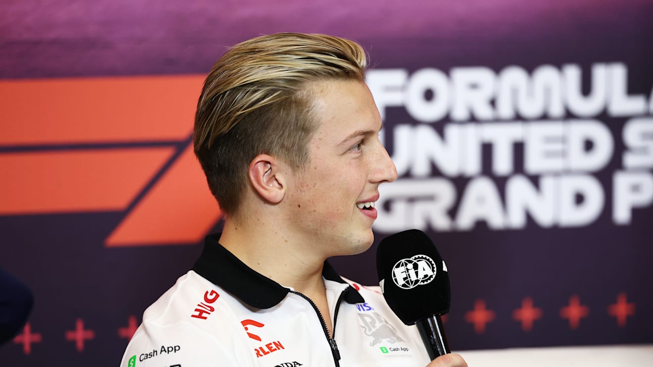 AUSTIN, TEXAS - OCTOBER 17: Liam Lawson of New Zealand and Visa Cash App RB attends the Drivers Press Conference during previews ahead of the F1 Grand Prix of United States at Circuit of The Americas on October 17, 2024 in Austin, Texas. (Photo by Jared C. Tilton/Getty Images)
