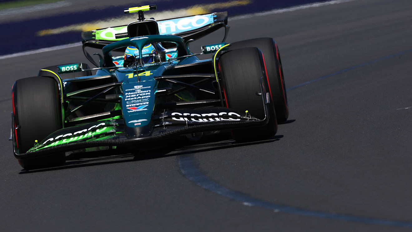 MELBOURNE, AUSTRALIA - MARCH 14: Fernando Alonso of Spain driving the (14) Aston Martin F1 Team AMR25 Mercedes on track during practice ahead of the F1 Grand Prix of Australia at Albert Park Grand Prix Circuit on March 14, 2025 in Melbourne, Australia. (Photo by Mark Thompson/Getty Images)