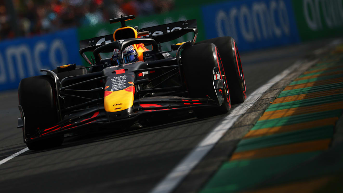 MELBOURNE, AUSTRALIA - MARCH 14: Max Verstappen of the Netherlands driving the (1) Oracle Red Bull Racing RB21 on track during practice ahead of the F1 Grand Prix of Australia at Albert Park Grand Prix Circuit on March 14, 2025 in Melbourne, Australia. (Photo by Clive Rose/Getty Images)