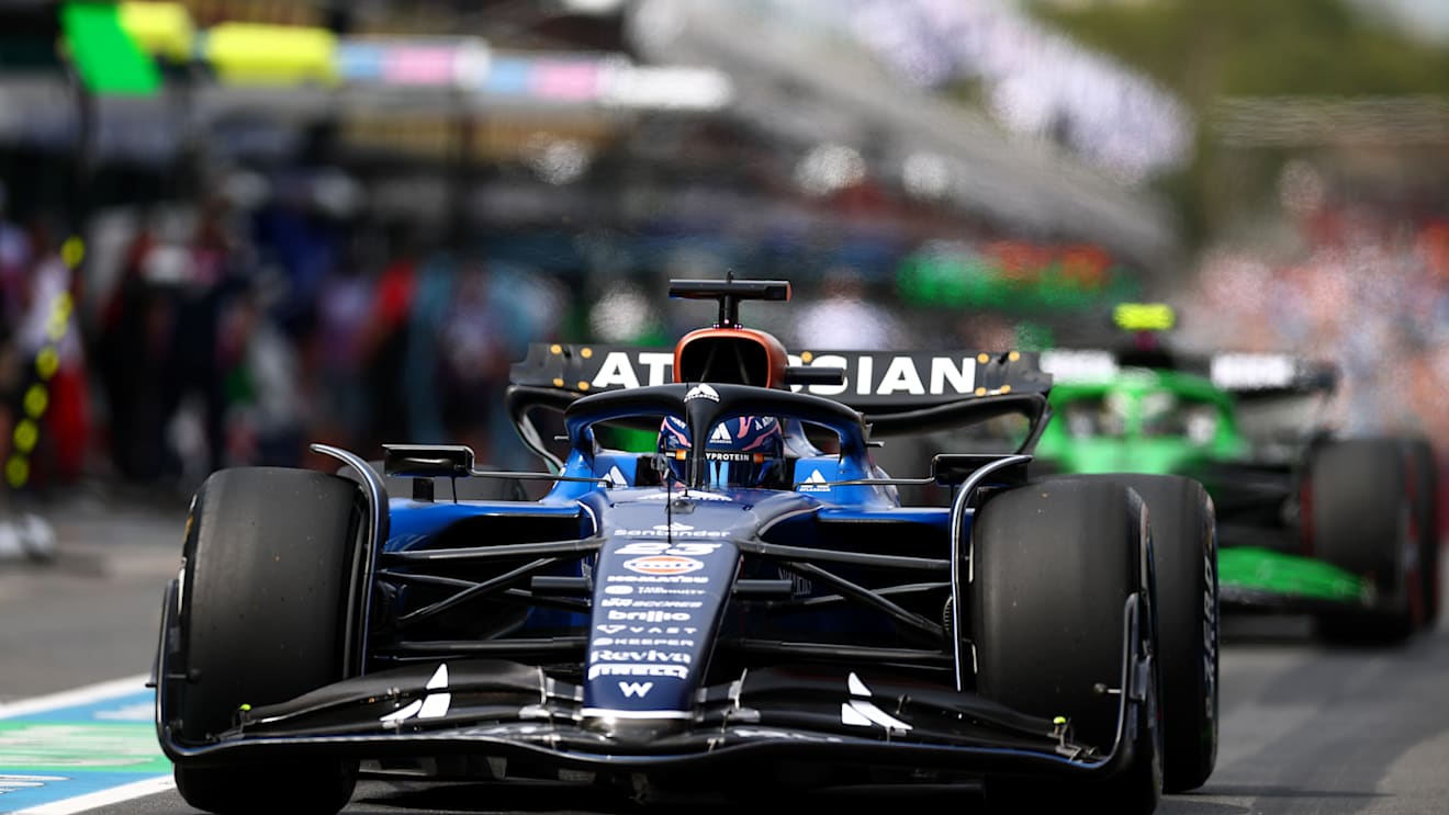 MELBOURNE, AUSTRALIA - MARCH 15: Alexander Albon of Thailand driving the (23) Williams FW47 Mercedes leads Gabriel Bortoleto of Brazil driving the (5) Kick Sauber C45 Ferrari in the Pitlane during final practice ahead of the F1 Grand Prix of Australia at Albert Park Grand Prix Circuit on March 15, 2025 in Melbourne, Australia. (Photo by Bryn Lennon - Formula 1/Formula 1 via Getty Images)