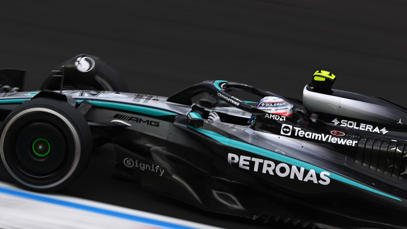 SHANGHAI, CHINA - MARCH 23: Andrea Kimi Antonelli of Italy driving the (12) Mercedes AMG Petronas F1 Team W16 on track during the F1 Grand Prix of China at Shanghai International Circuit on March 23, 2025 in Shanghai, China. (Photo by Clive Mason/Getty Images)