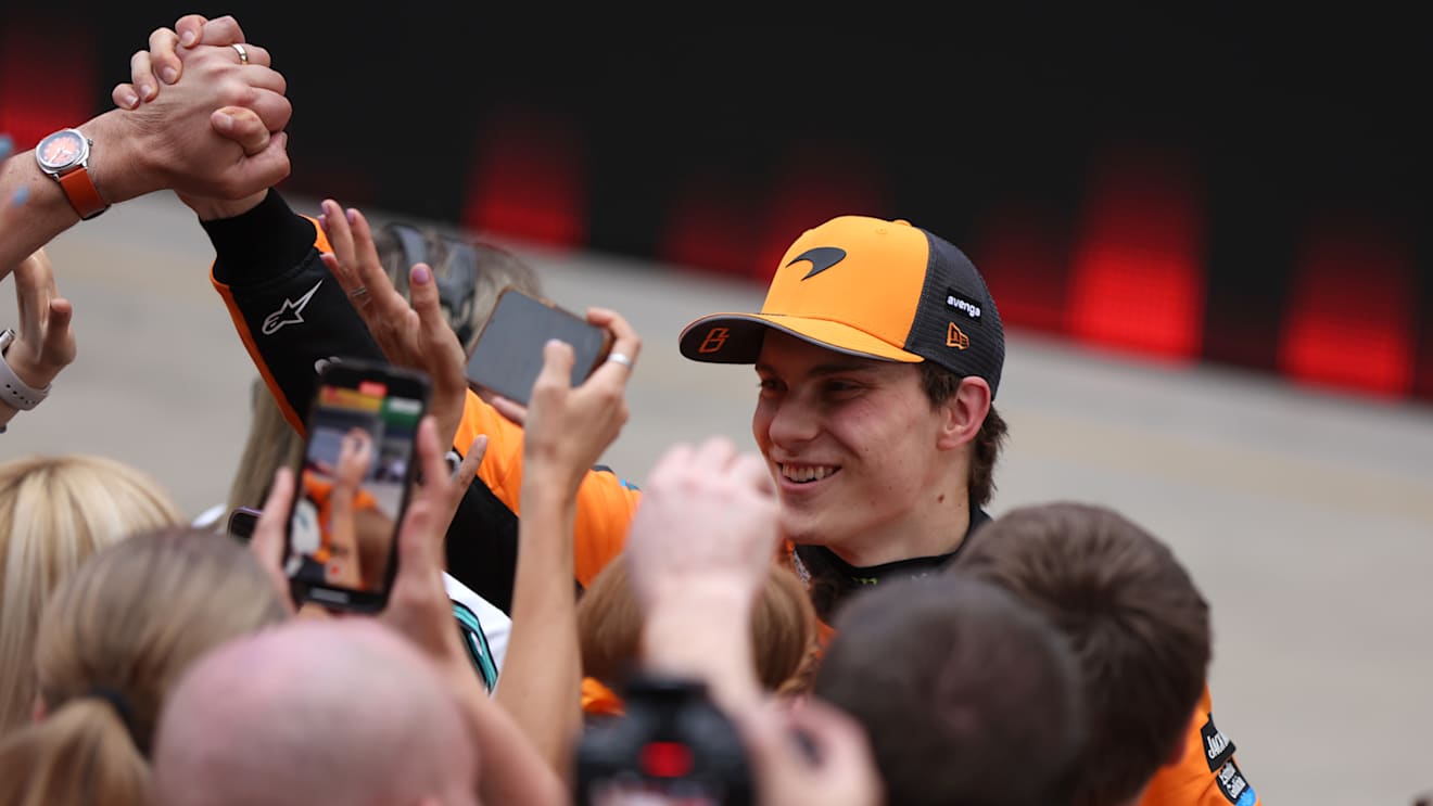 SHANGHAI, CHINA - MARCH 23: Race winner Oscar Piastri of Australia and McLaren celebrates in parc ferme during the F1 Grand Prix of China at Shanghai International Circuit on March 23, 2025 in Shanghai, China. (Photo by Meg Oliphant/Getty Images)