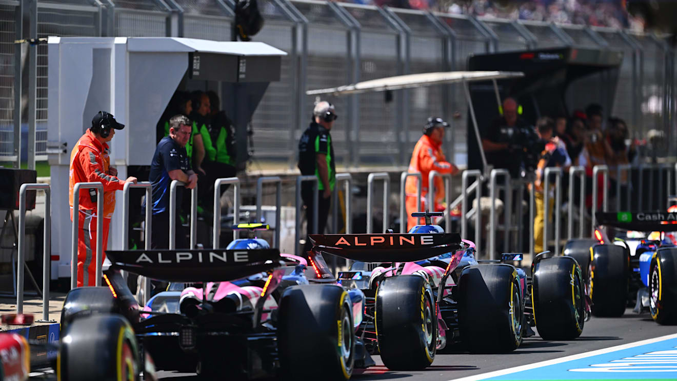 SHANGHAI, CHINA - MARCH 21: Pierre Gasly of France driving the (10) Alpine F1 A525 Renault leads Jack Doohan of Australia driving the (7) Alpine F1 A525 Renault in the Pitlane during practice ahead of the F1 Grand Prix of China at Shanghai International Circuit on March 21, 2025 in Shanghai, China. (Photo by Mark Sutton - Formula 1/Formula 1 via Getty Images)