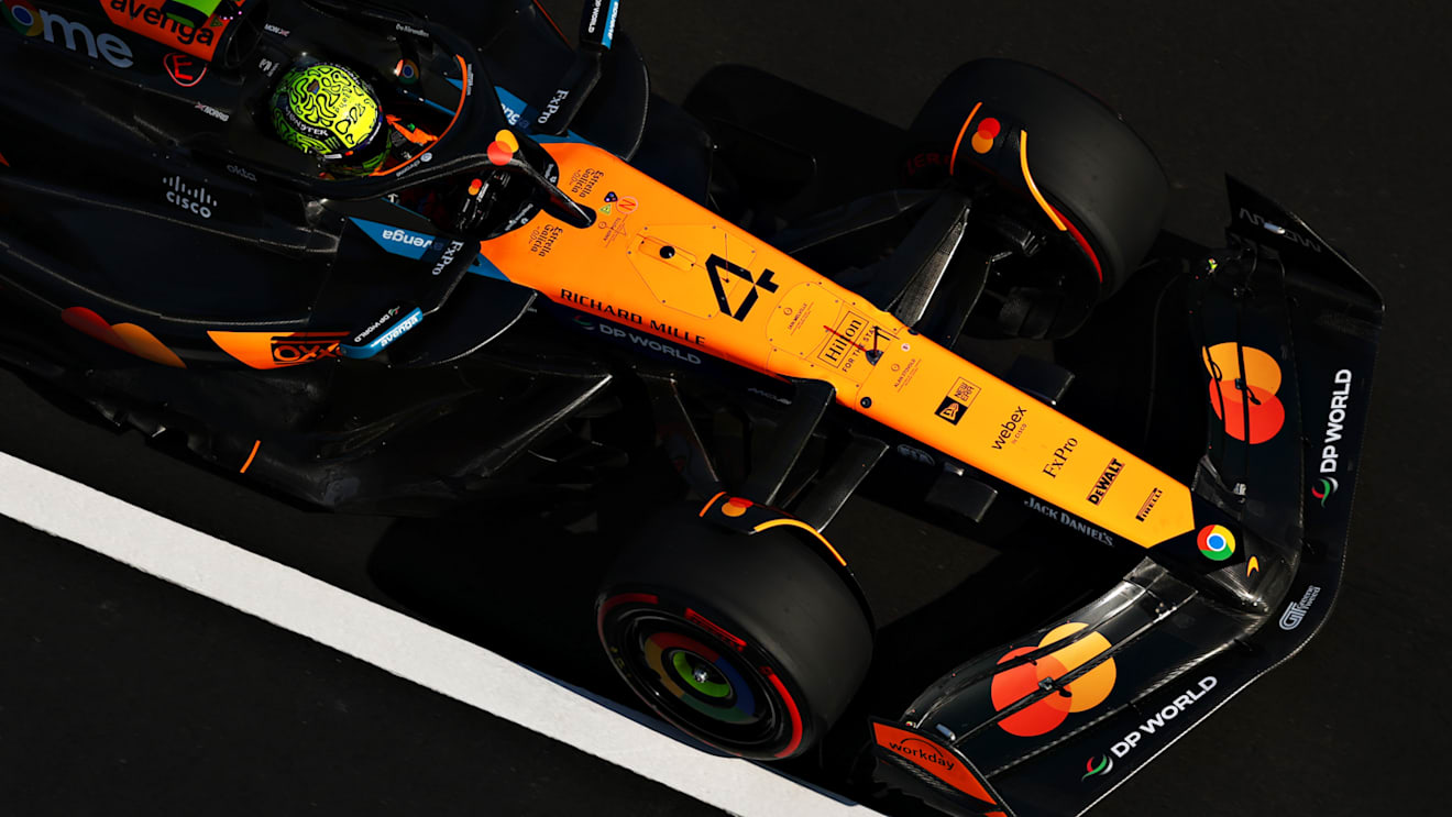 SHANGHAI, CHINA - MARCH 22: Lando Norris of Great Britain driving the (4) McLaren MCL39 Mercedes on track during qualifying ahead of the F1 Grand Prix of China at Shanghai International Circuit on March 22, 2025 in Shanghai, China. (Photo by Clive Rose/Getty Images)