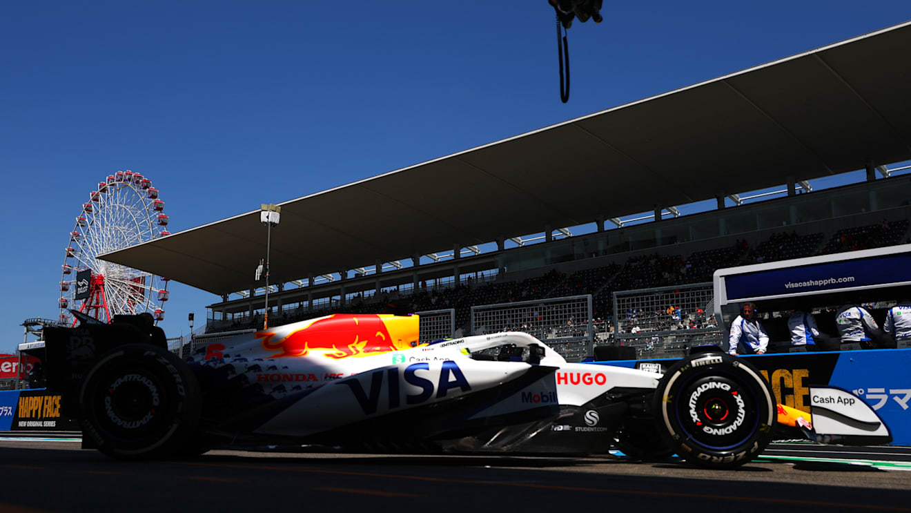 SUZUKA, JAPAN - APRIL 04: Isack Hadjar of France driving the (6) Visa Cash App Racing Bulls VCARB 02 leaves the garage during practice ahead of the F1 Grand Prix of Japan at Suzuka Circuit on April 04, 2025 in Suzuka, Japan. (Photo by Bryn Lennon - Formula 1/Formula 1 via Getty Images)