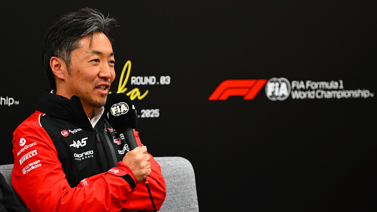 SUZUKA, JAPAN - APRIL 04: Ayao Komatsu, Team Principal of Haas F1 in the Team Principals Press Conference during practice ahead of the F1 Grand Prix of Japan at Suzuka Circuit on April 04, 2025 in Suzuka, Japan. (Photo by Mark Sutton/Getty Images)