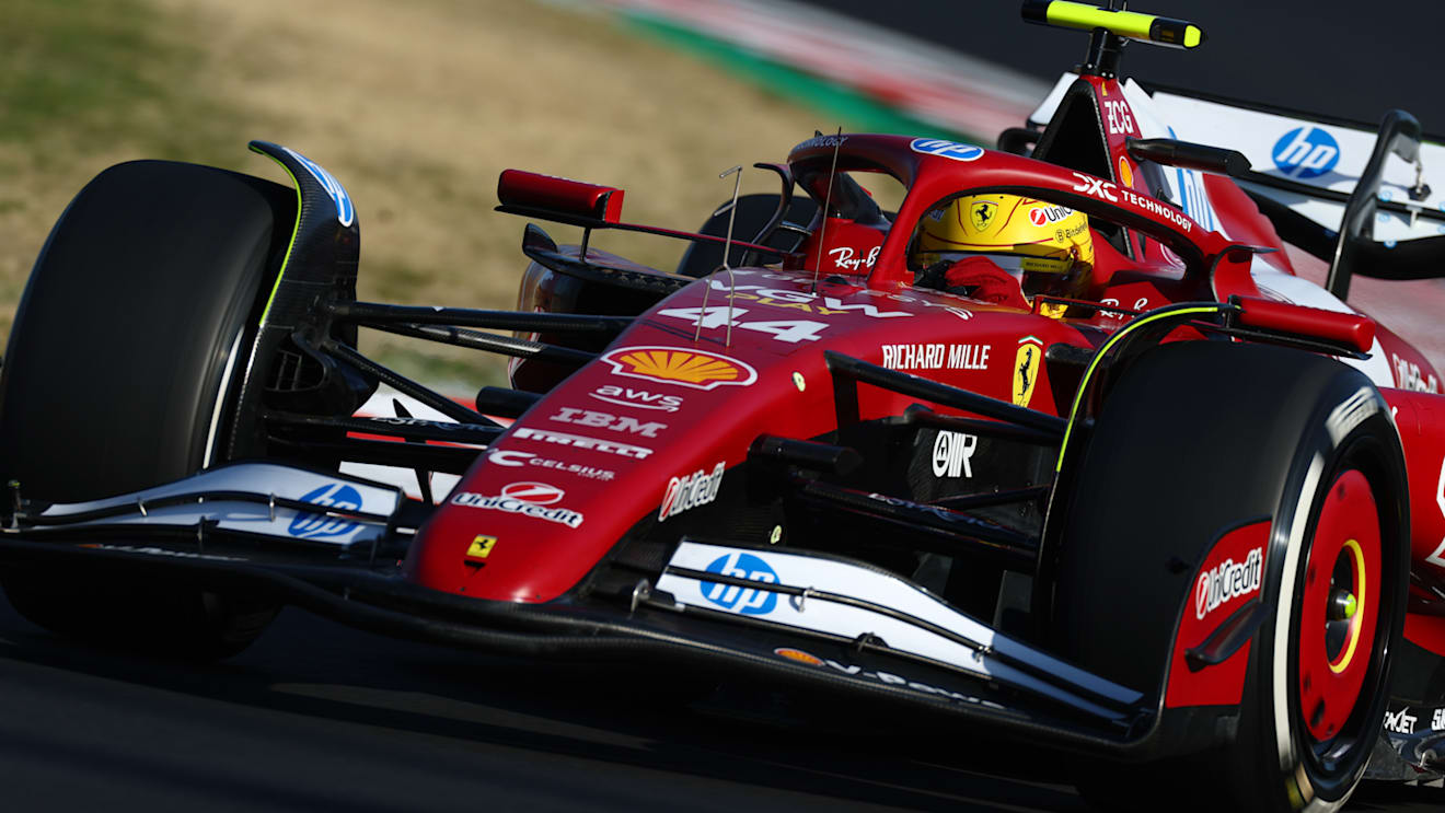SUZUKA, JAPAN - APRIL 04: Lewis Hamilton of Great Britain driving the (44) Scuderia Ferrari SF-25 on track during practice ahead of the F1 Grand Prix of Japan at Suzuka Circuit on April 04, 2025 in Suzuka, Japan. (Photo by Mark Thompson/Getty Images)