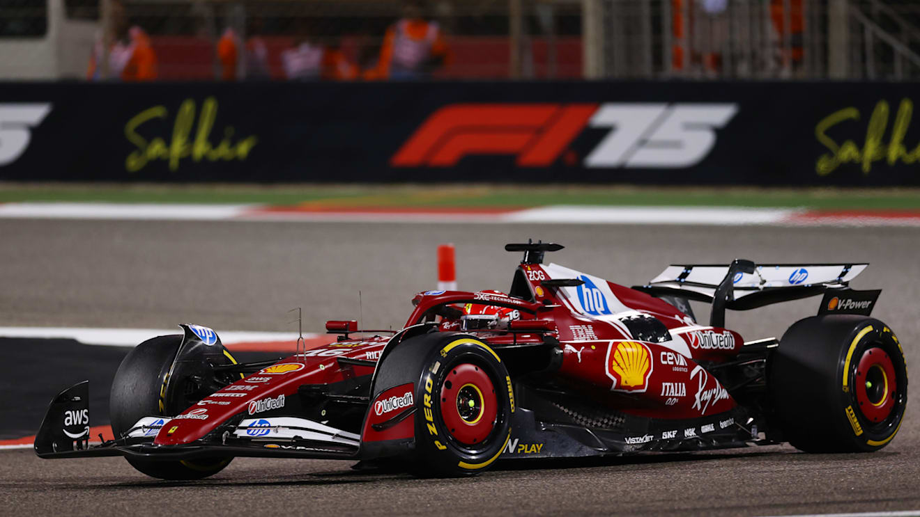 BAHRAIN, BAHRAIN - APRIL 13: Charles Leclerc of Monaco driving the (16) Scuderia Ferrari SF-25 on track during the F1 Grand Prix of Bahrain at Bahrain International Circuit on April 13, 2025 in Bahrain, Bahrain. (Photo by Bryn Lennon - Formula 1/Formula 1 via Getty Images)
