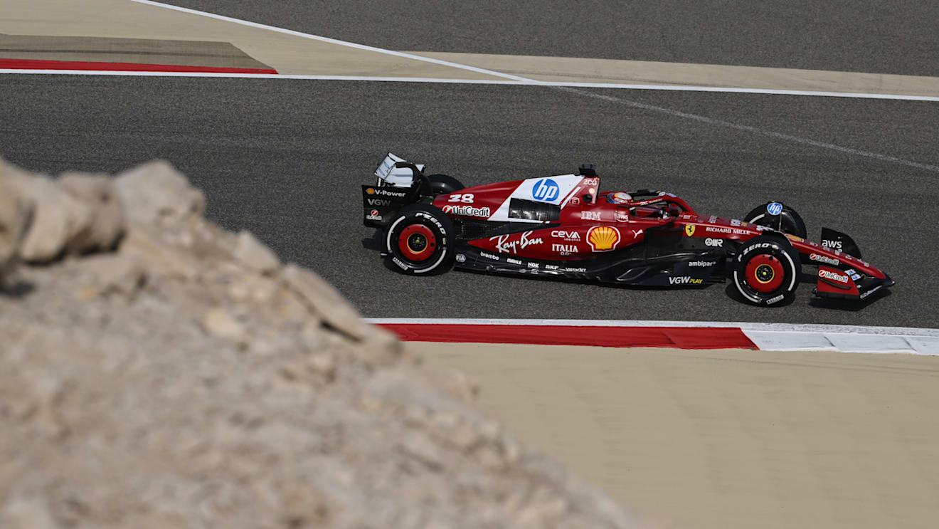 BAHRAIN, BAHRAIN - APRIL 11: Dino Beganovic of Sweden driving the (38) Scuderia Ferrari SF-25 on track during practice ahead of the F1 Grand Prix of Bahrain at Bahrain International Circuit on April 11, 2025 in Bahrain, Bahrain. (Photo by Mark Sutton - Formula 1/Formula 1 via Getty Images)