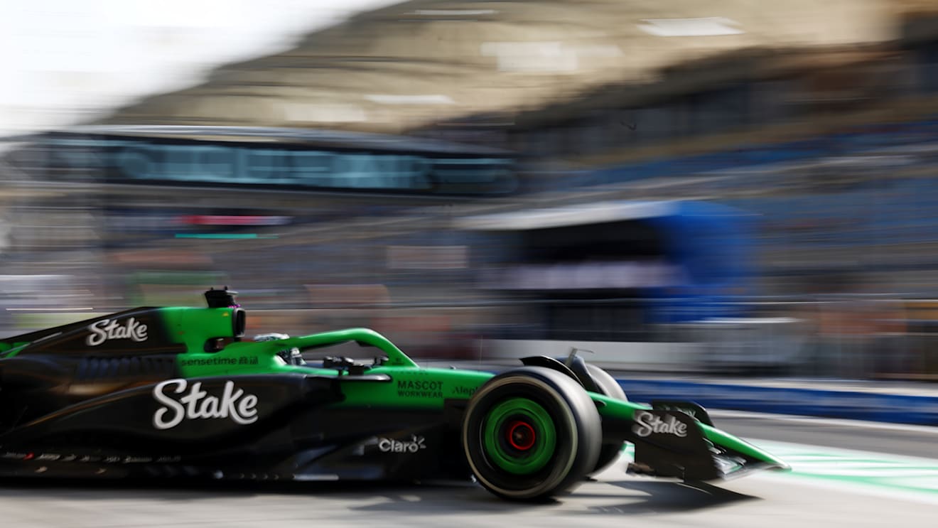 BAHRAIN, BAHRAIN - APRIL 11: Nico Hulkenberg of Germany driving the (27) Kick Sauber C45 Ferrari leaves the garage during practice ahead of the F1 Grand Prix of Bahrain at Bahrain International Circuit on April 11, 2025 in Bahrain, Bahrain. (Photo by Bryn Lennon - Formula 1/Formula 1 via Getty Images)