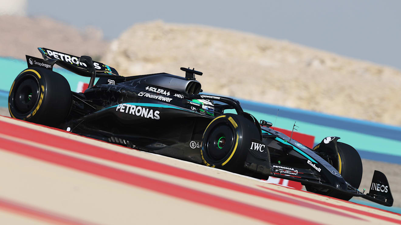 BAHRAIN, BAHRAIN - APRIL 11: Frederik Vesti of Denmark driving the (72) Mercedes AMG Petronas F1 Team W16 on track during practice ahead of the F1 Grand Prix of Bahrain at Bahrain International Circuit on April 11, 2025 in Bahrain, Bahrain. (Photo by Mark Thompson/Getty Images)