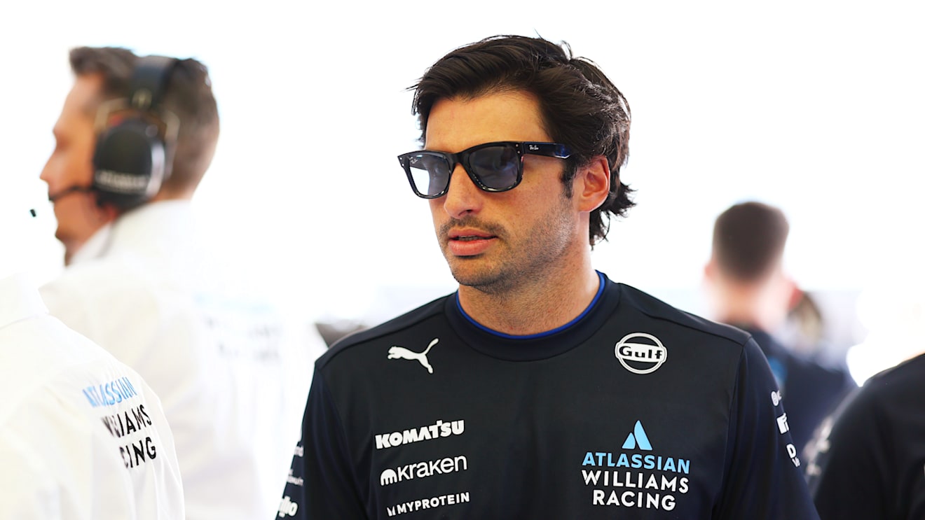 BAHRAIN, BAHRAIN - APRIL 11: Carlos Sainz of Spain and Williams looks on in the garage during practice ahead of the F1 Grand Prix of Bahrain at Bahrain International Circuit on April 11, 2025 in Bahrain, Bahrain. (Photo by Clive Rose/Getty Images)