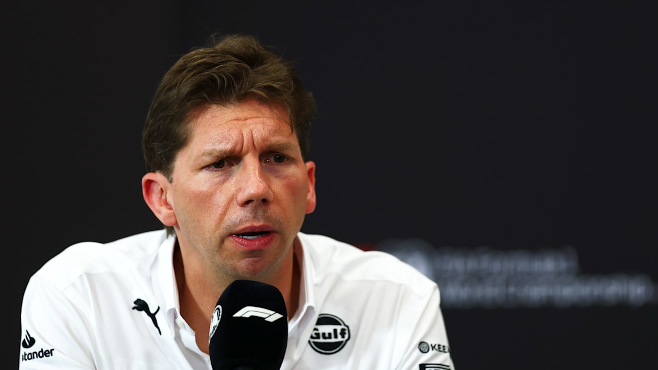 BAHRAIN, BAHRAIN - APRIL 11: James Vowles, Team Principal of Williams speaks in the Team Principals Press Conference during practice ahead of the F1 Grand Prix of Bahrain at Bahrain International Circuit on April 11, 2025 in Bahrain, Bahrain. (Photo by Bryn Lennon/Getty Images)