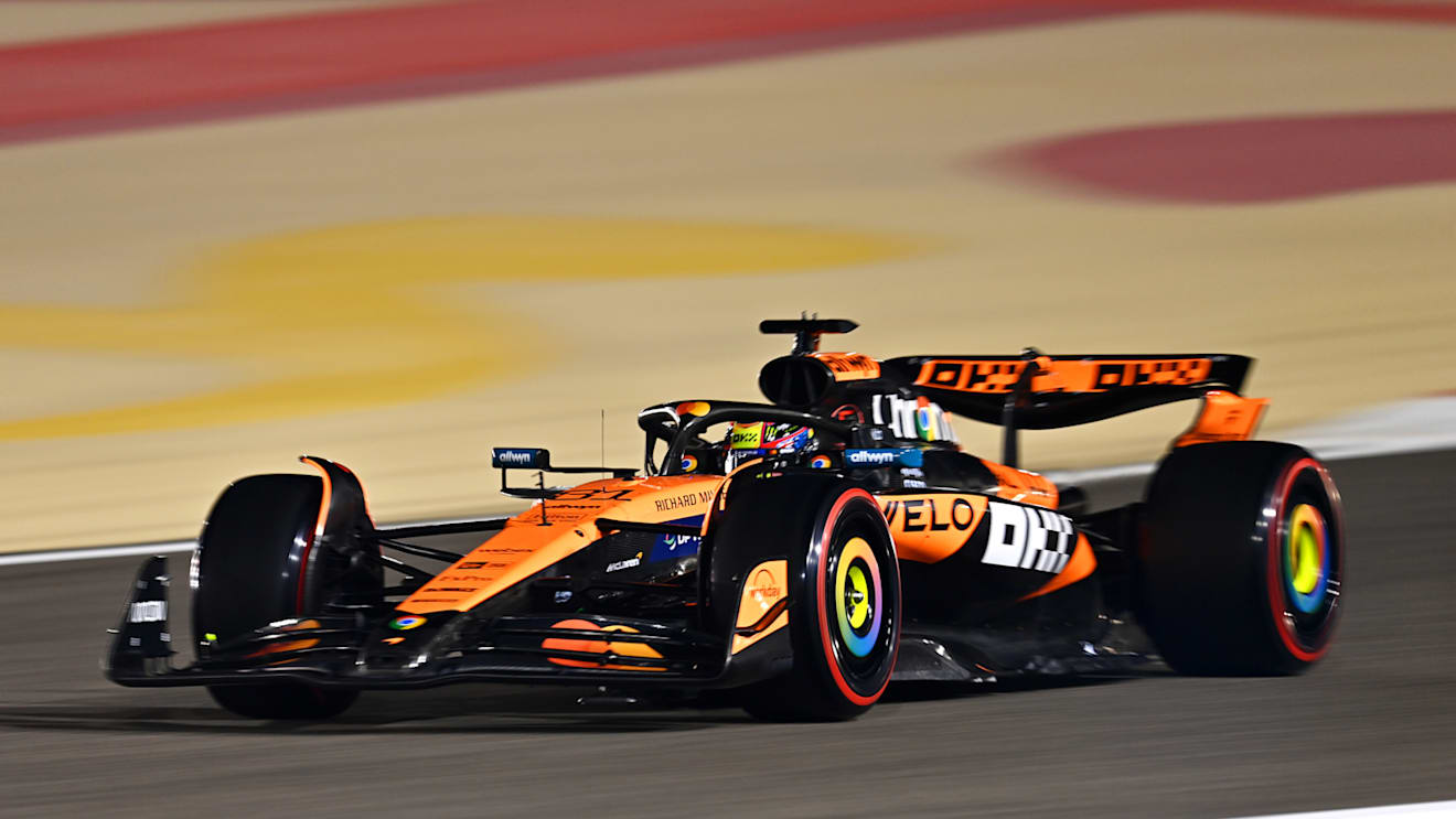 BAHRAIN, BAHRAIN - APRIL 11: Oscar Piastri of Australia driving the (81) McLaren MCL39 Mercedes on track during practice ahead of the F1 Grand Prix of Bahrain at Bahrain International Circuit on April 11, 2025 in Bahrain, Bahrain. (Photo by James Sutton - Formula 1/Formula 1 via Getty Images)
