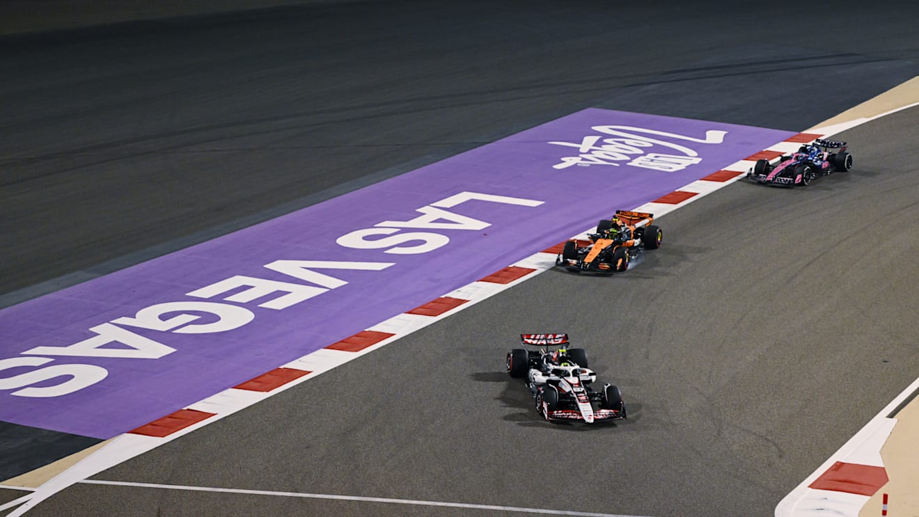 BAHRAIN, BAHRAIN - APRIL 11: Oliver Bearman of Great Britain driving the (87) Haas F1 VF-25 Ferrari leads Lando Norris of Great Britain driving the (4) McLaren MCL39 Mercedes and Pierre Gasly of France driving the (10) Alpine F1 A525 Renault on track during practice ahead of the F1 Grand Prix of Bahrain at Bahrain International Circuit on April 11, 2025 in Bahrain, Bahrain. (Photo by Mark Sutton - Formula 1/Formula 1 via Getty Images)