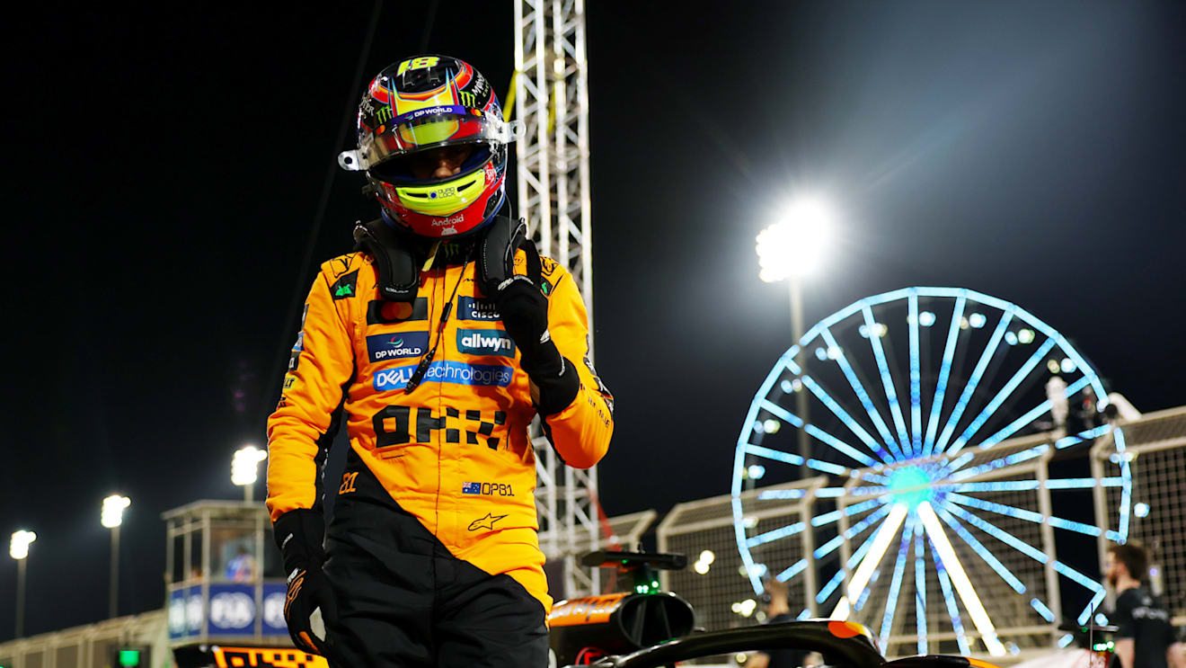 BAHRAIN, BAHRAIN - APRIL 12: Pole position qualifier Oscar Piastri of Australia and McLaren celebrates in parc ferme during qualifying ahead of the F1 Grand Prix of Bahrain at Bahrain International Circuit on April 12, 2025 in Bahrain, Bahrain. (Photo by Bryn Lennon - Formula 1/Formula 1 via Getty Images)