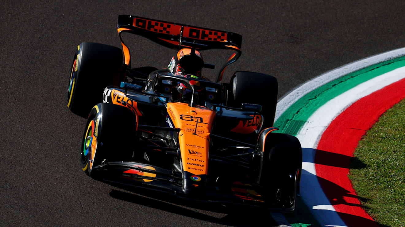 IMOLA, ITALY - MAY 16: Oscar Piastri of Australia driving the (81) McLaren MCL39 Mercedes on track during practice ahead of the F1 Grand Prix of Emilia-Romagna at Autodromo Internazionale Enzo e Dino Ferrari on May 16, 2025 in Imola, Italy. (Photo by Clive Rose/Getty Images)