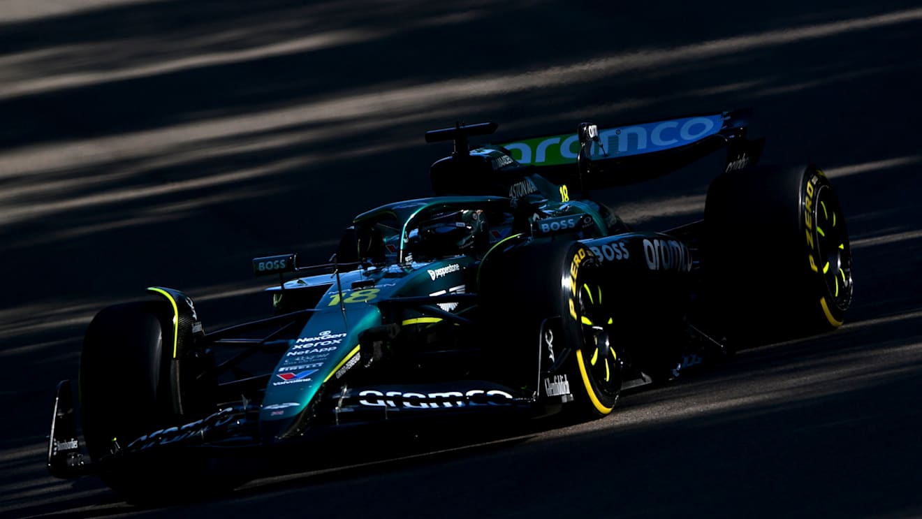 IMOLA, ITALY - MAY 16: Lance Stroll of Canada driving the (18) Aston Martin F1 Team AMR25 Mercedes on track during practice ahead of the F1 Grand Prix of Emilia-Romagna at Autodromo Internazionale Enzo e Dino Ferrari on May 16, 2025 in Imola, Italy. (Photo by Rudy Carezzevoli/Getty Images)