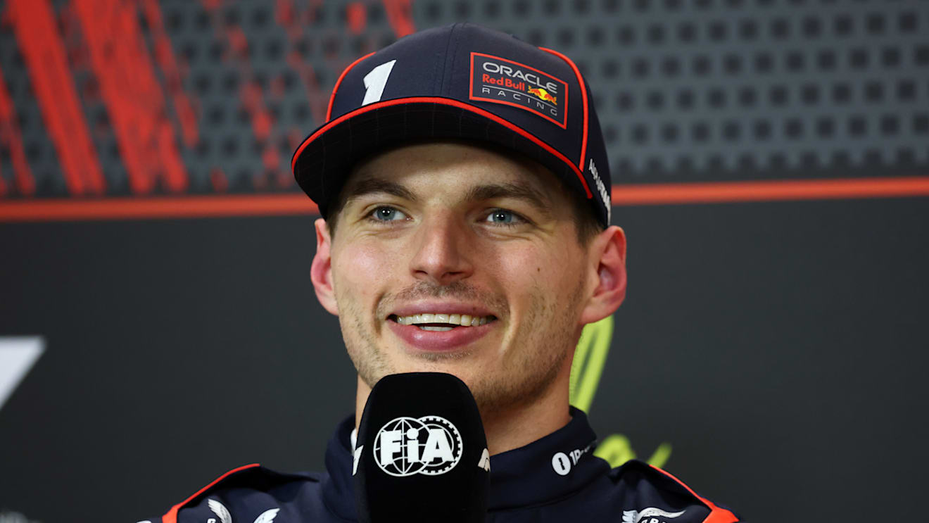 IMOLA, ITALY - MAY 17: Second placed qualifier Max Verstappen of the Netherlands and Oracle Red Bull Racing in the Drivers Press Conference during qualifying ahead of the F1 Grand Prix of Emilia-Romagna at Autodromo Internazionale Enzo e Dino Ferrari on May 17, 2025 in Imola, Italy. (Photo by Clive Rose/Getty Images)