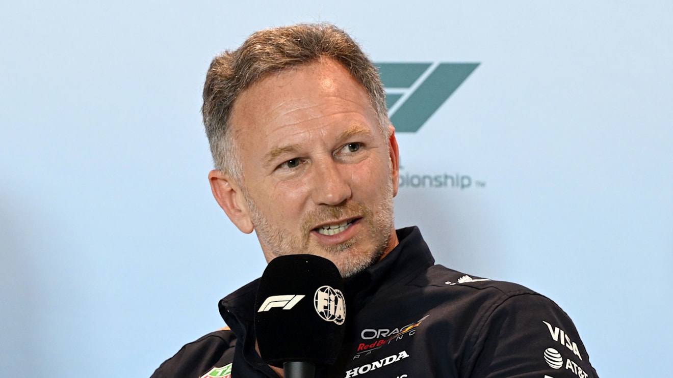 MIAMI, FLORIDA - MAY 02: Christian Horner, Team Principal of Oracle Red Bull Racing in the Team Principals Press Conference prior to Sprint qualifying ahead of the F1 Grand Prix of Miami at Miami International Autodrome on May 02, 2025 in Miami, Florida. (Photo by Mark Sutton - Formula 1/Formula 1 via Getty Images)