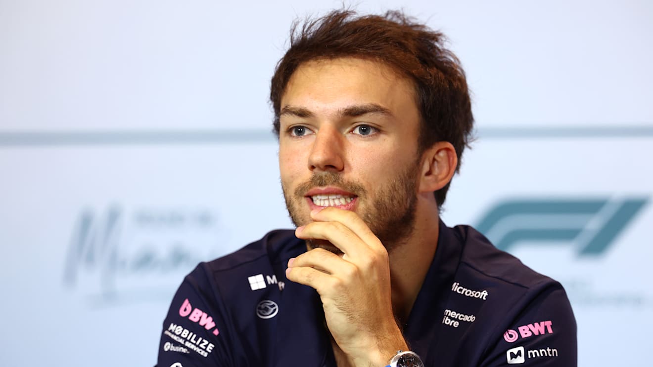 MIAMI, FLORIDA - MAY 01: Pierre Gasly of France and Alpine F1 looks on during the Drivers Press Conference during previews ahead of the F1 Grand Prix of Miami at Miami International Autodrome on May 01, 2025 in Miami, Florida. (Photo by Clive Rose/Getty Images)