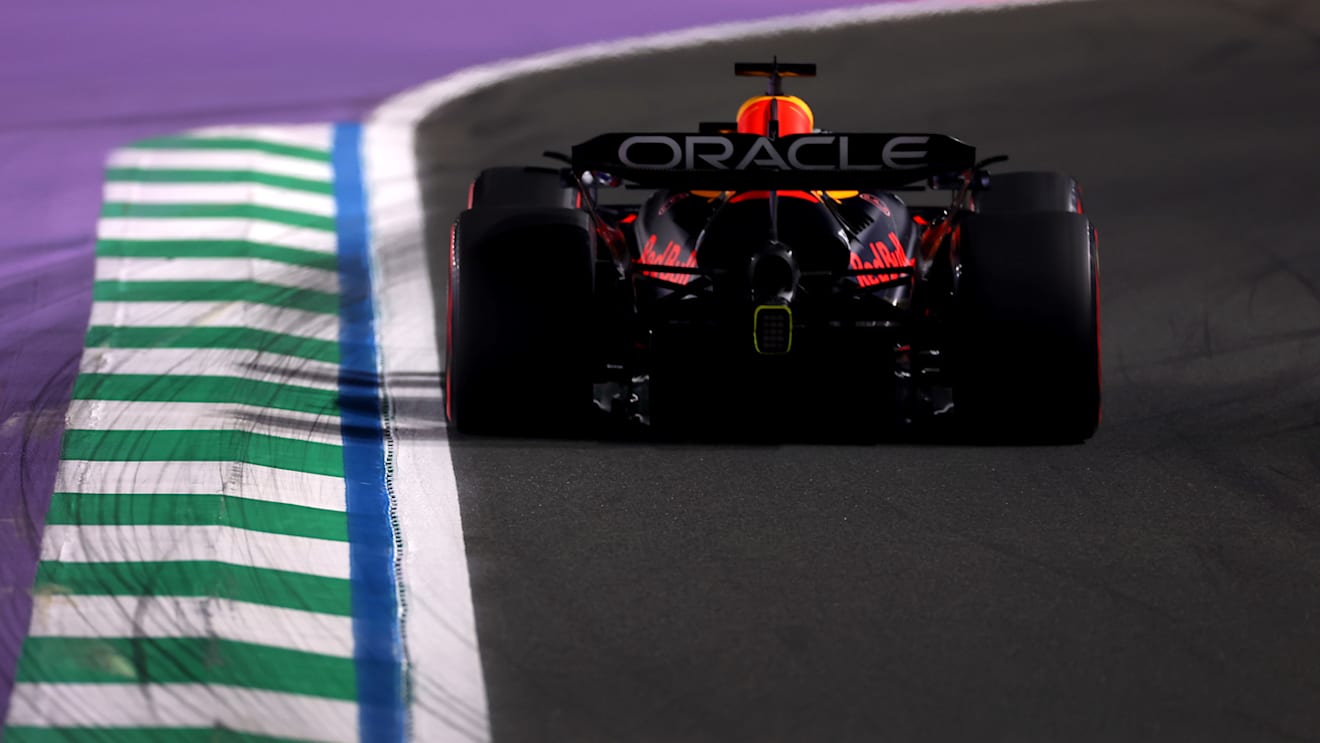 JEDDAH, SAUDI ARABIA - APRIL 18: Max Verstappen of the Netherlands driving the (1) Oracle Red Bull Racing RB21 on track during practice ahead of the F1 Grand Prix of Saudi Arabia at Jeddah Corniche Circuit on April 18, 2025 in Jeddah, Saudi Arabia. (Photo by Alex Pantling/Getty Images)