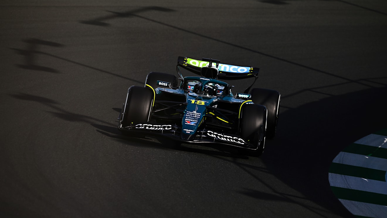JEDDAH, SAUDI ARABIA - APRIL 19: Lance Stroll of Canada driving the (18) Aston Martin F1 Team AMR25 Mercedes on track during final practice ahead of the F1 Grand Prix of Saudi Arabia at Jeddah Corniche Circuit on April 19, 2025 in Jeddah, Saudi Arabia. (Photo by Rudy Carezzevoli/Getty Images)