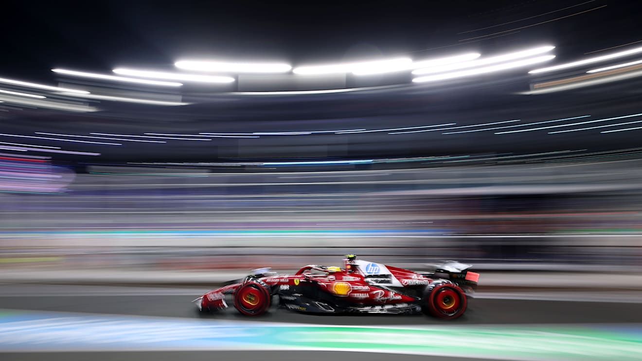 JEDDAH, SAUDI ARABIA - APRIL 19: Lewis Hamilton of Great Britain driving the (44) Scuderia Ferrari SF-25 in the Pitlane during qualifying ahead of the F1 Grand Prix of Saudi Arabia at Jeddah Corniche Circuit on April 19, 2025 in Jeddah, Saudi Arabia. (Photo by Alex Pantling/Getty Images)
