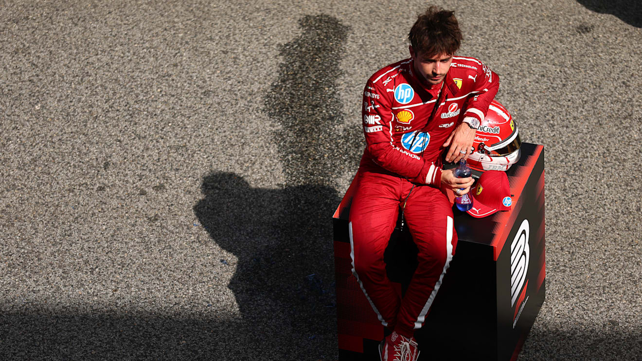 BARCELONA, SPAIN - JUNE 01: Third placed Charles Leclerc of Monaco and Scuderia Ferrari looks on in parc ferme during the F1 Grand Prix of Spain at Circuit de Barcelona-Catalunya on June 01, 2025 in Barcelona, Spain. (Photo by Clive Rose - Formula 1/Formula 1 via Getty Images)