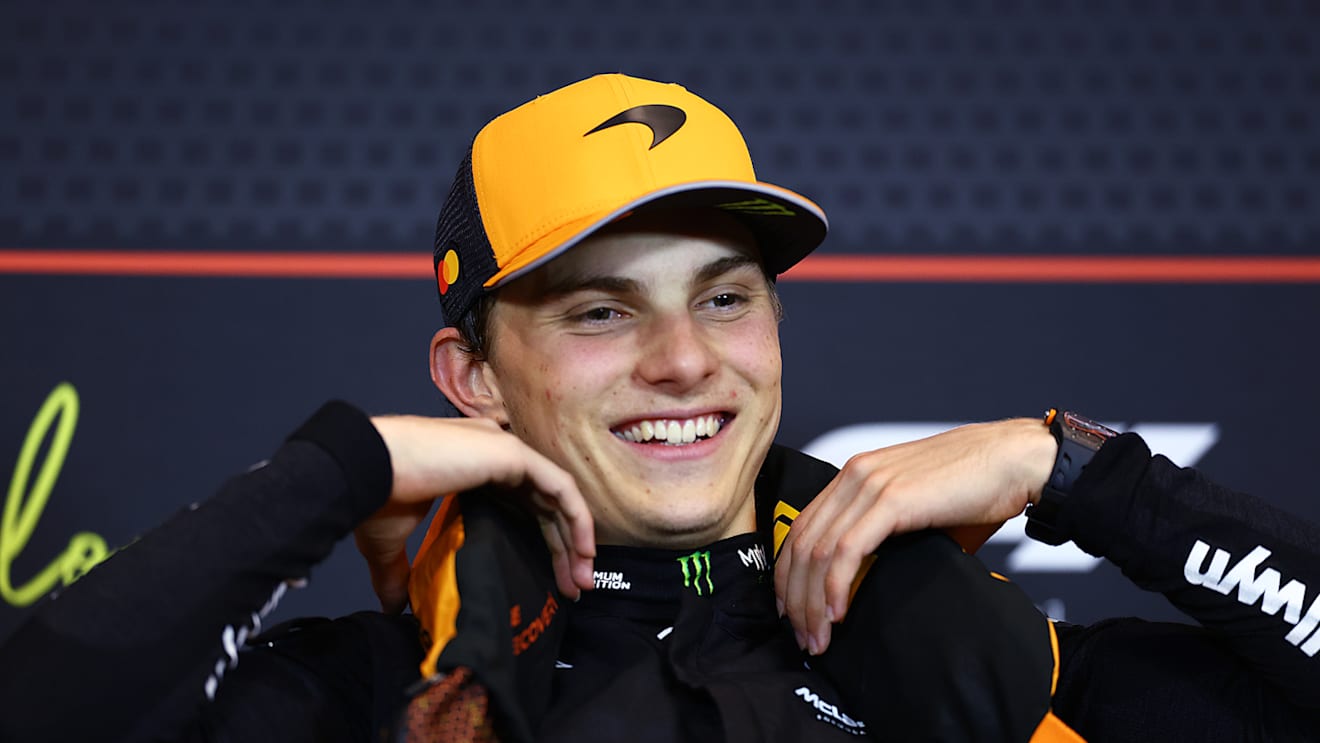 BARCELONA, SPAIN - JUNE 01: Race winner Oscar Piastri of Australia and McLaren in the Drivers Press Conference during the F1 Grand Prix of Spain at Circuit de Barcelona-Catalunya on June 01, 2025 in Barcelona, Spain. (Photo by Clive Rose/Getty Images)