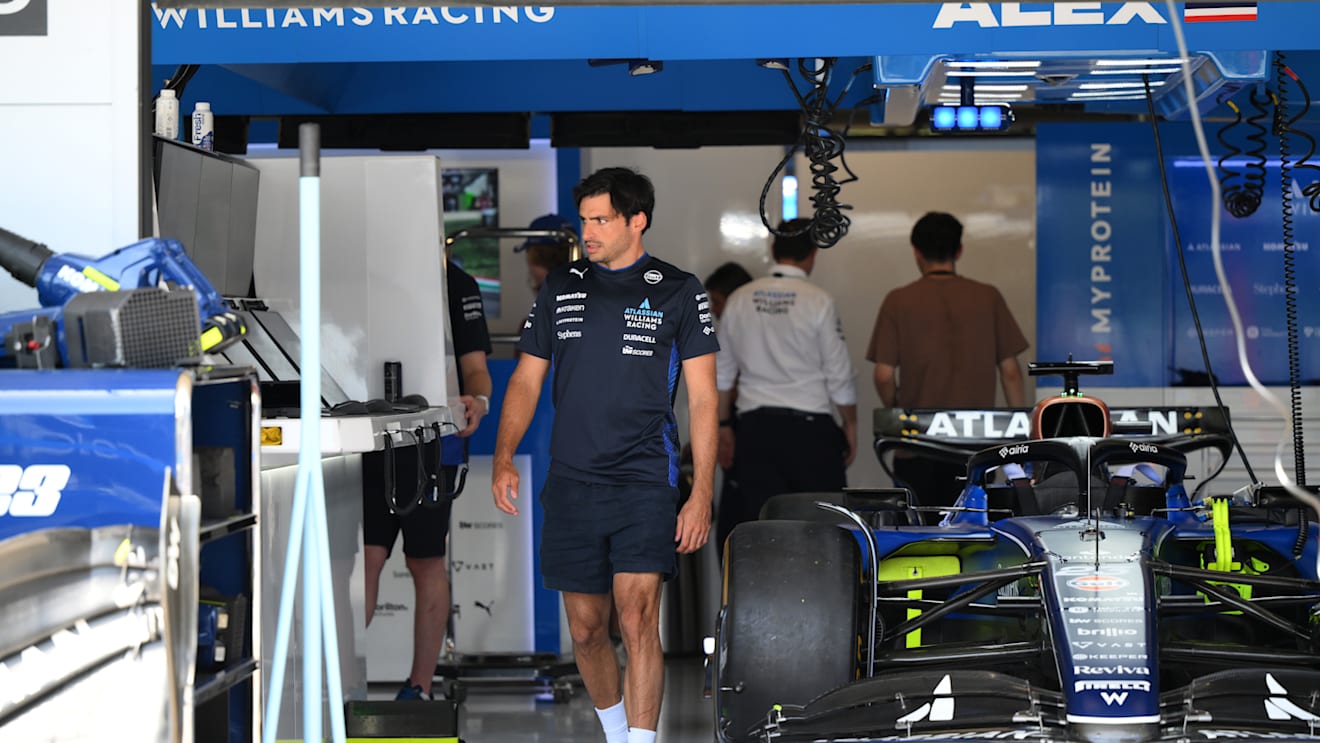 BARCELONA, SPAIN - JUNE 01: Carlos Sainz of Spain and Williams in the garage prior to the F1 Grand Prix of Spain at Circuit de Barcelona-Catalunya on June 01, 2025 in Barcelona, Spain. (Photo by David Ramos/Getty Images)