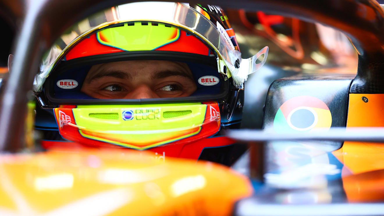 BARCELONA, SPAIN - MAY 30: Oscar Piastri of Australia and McLaren looks on in the garage during practice ahead of the F1 Grand Prix of Spain at Circuit de Barcelona-Catalunya on May 30, 2025 in Barcelona, Spain. (Photo by Clive Rose - Formula 1/Formula 1 via Getty Images)