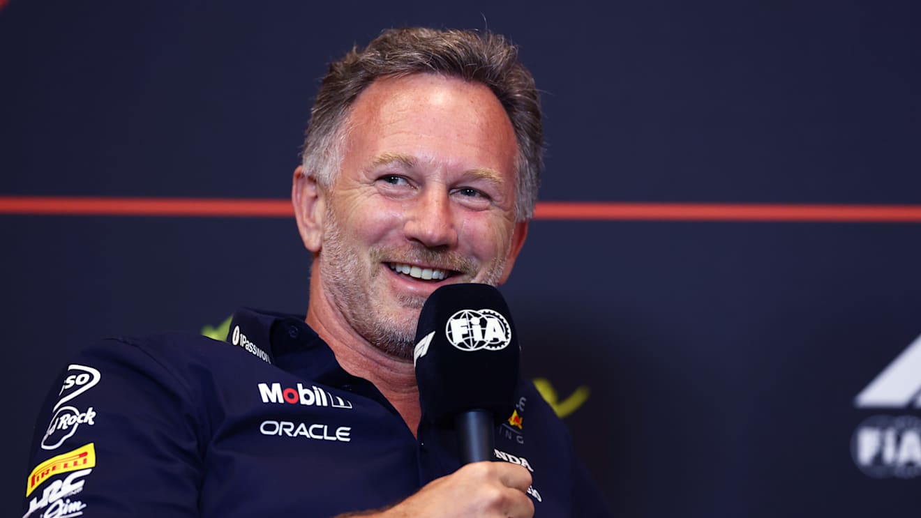 BARCELONA, SPAIN - MAY 30: Christian Horner, Team Principal of Oracle Red Bull Racing in the Team Principals Press Conference during practice ahead of the F1 Grand Prix of Spain at Circuit de Barcelona-Catalunya on May 30, 2025 in Barcelona, Spain. (Photo by Clive Rose/Getty Images)