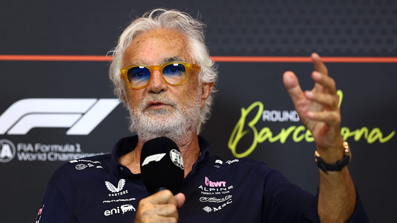 BARCELONA, SPAIN - MAY 30: Flavio Briatore, Executive Advisor of Alpine F1 in the Team Principals Press Conference during practice ahead of the F1 Grand Prix of Spain at Circuit de Barcelona-Catalunya on May 30, 2025 in Barcelona, Spain. (Photo by Clive Rose/Getty Images)