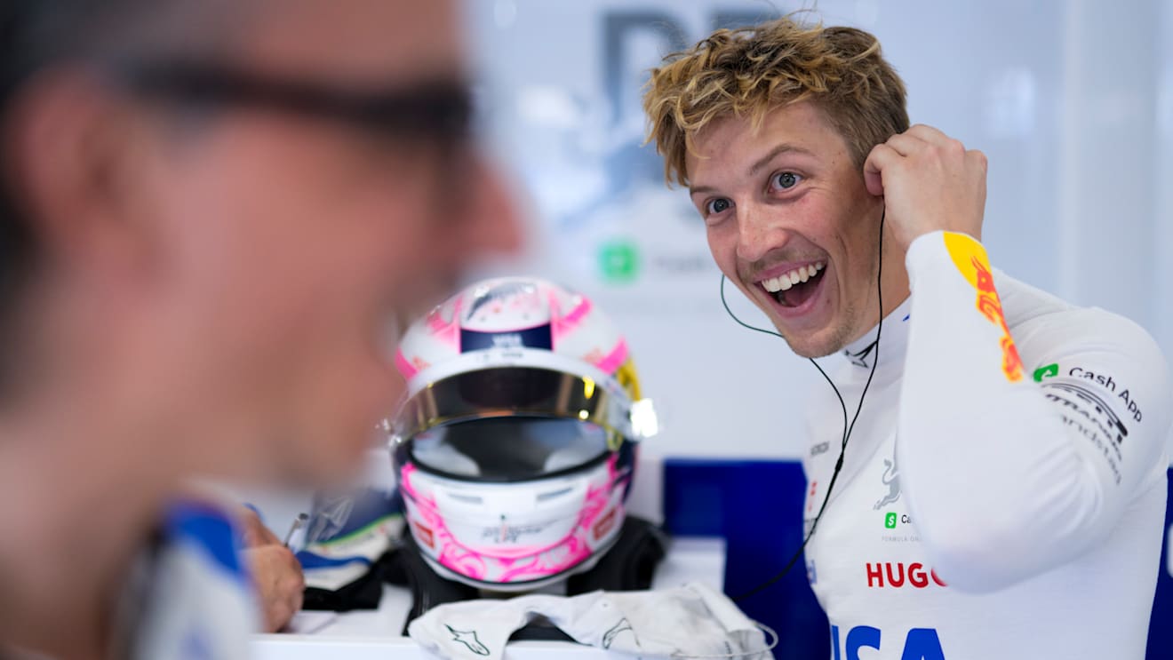 BARCELONA, SPAIN - MAY 30: Liam Lawson of New Zealand and Visa Cash App Racing Bulls looks on in the garage during practice ahead of the F1 Grand Prix of Spain at Circuit de Barcelona-Catalunya on May 30, 2025 in Barcelona, Spain. (Photo by Rudy Carezzevoli/Getty Images)