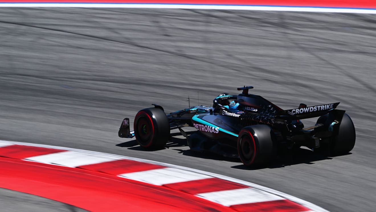 BARCELONA, SPAIN - MAY 31: George Russell of Great Britain driving the (63) Mercedes AMG Petronas F1 Team W16 on track during final practice ahead of the F1 Grand Prix of Spain at Circuit de Barcelona-Catalunya on May 31, 2025 in Barcelona, Spain. (Photo by Mark Sutton - Formula 1/Formula 1 via Getty Images)