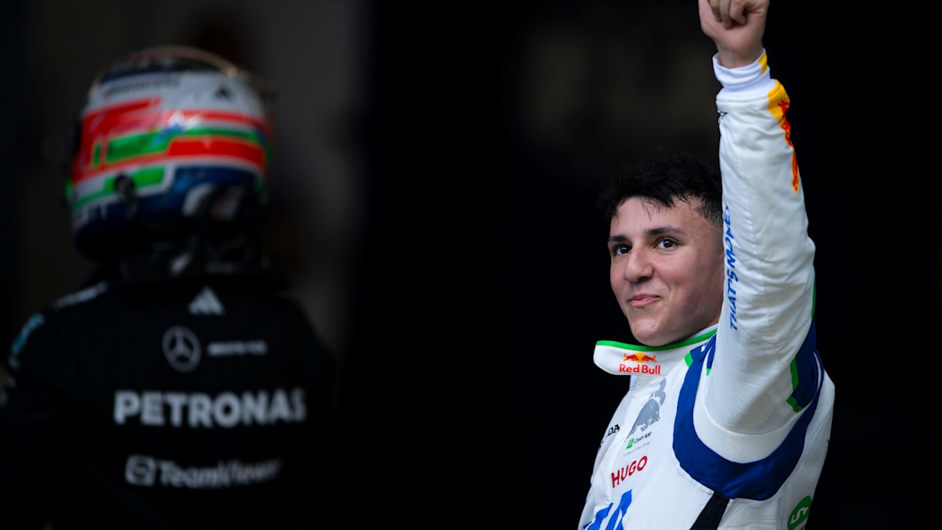 BARCELONA, SPAIN - MAY 31: Sixth placed qualifier Isack Hadjar of France and Visa Cash App Racing Bulls in parc ferme during qualifying ahead of the F1 Grand Prix of Spain at Circuit de Barcelona-Catalunya on May 31, 2025 in Barcelona, Spain. (Photo by Rudy Carezzevoli/Getty Images)